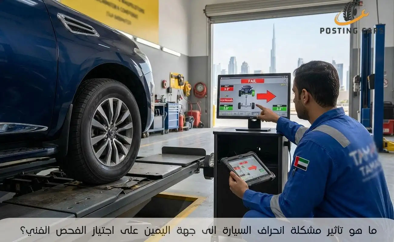 ما هو تأثير مشكلة انحراف السيارة الى جهة اليمين على اجتياز الفحص الفني؟